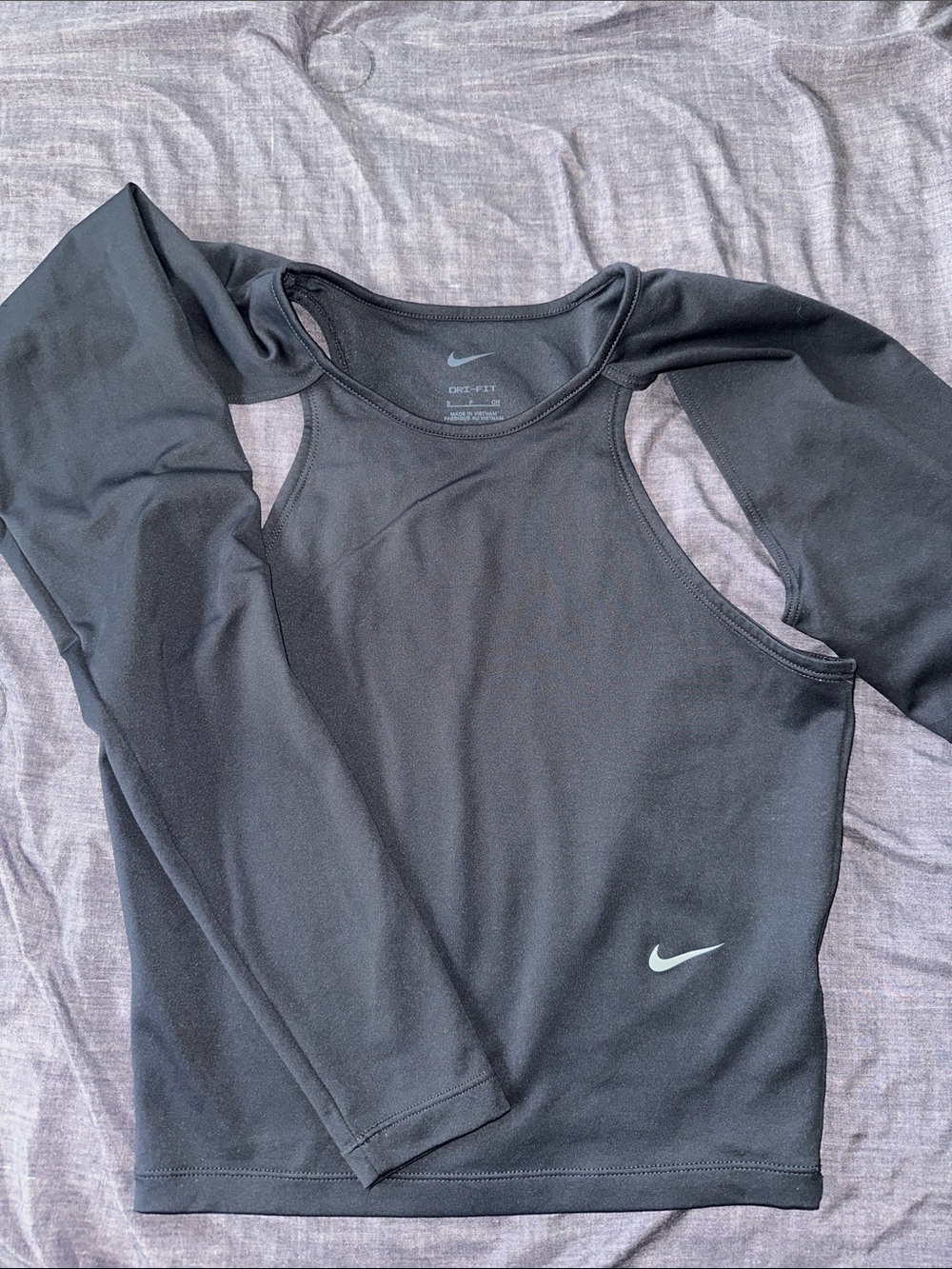 Nike Black Long Sleeve Cutout Athletic Top